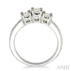 1 Ctw Nine Stone Round Cut Diamond Engagement Ring in 14K White Gold