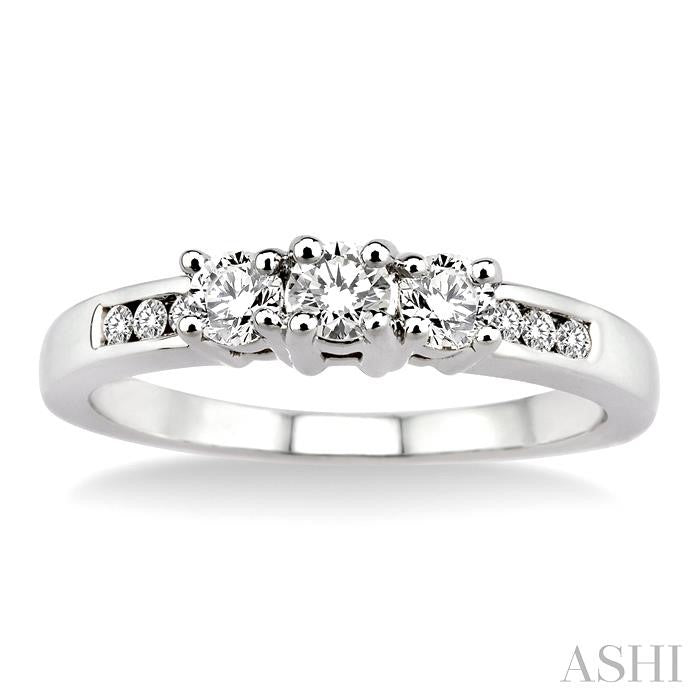 1/2 ctw Nine Stone Round Cut Diamond Engagement Ring in 14K White Gold