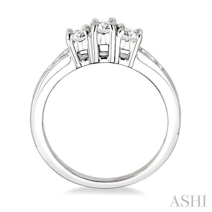 1/2 ctw Nine Stone Round Cut Diamond Engagement Ring in 14K White Gold