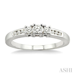 1/4 ctw Nine Stone Round Cut Diamond Engagement Ring in 14K White Gold