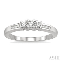 1/4 Ctw Nine Stone Round Cut Diamond Engagement Ring in 14K White Gold