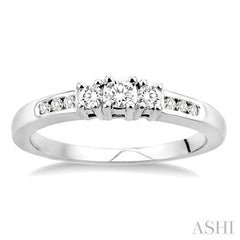 1/4 ctw Nine Stone Round Cut Diamond Engagement Ring in 10K White Gold