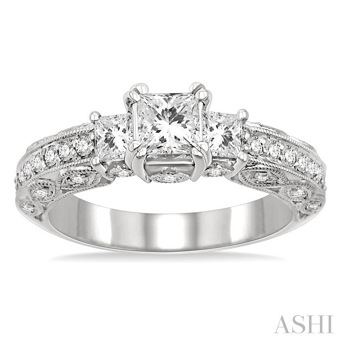 3/4 Ctw Diamond Semi-Mount Engagement Ring in 14K White Gold
