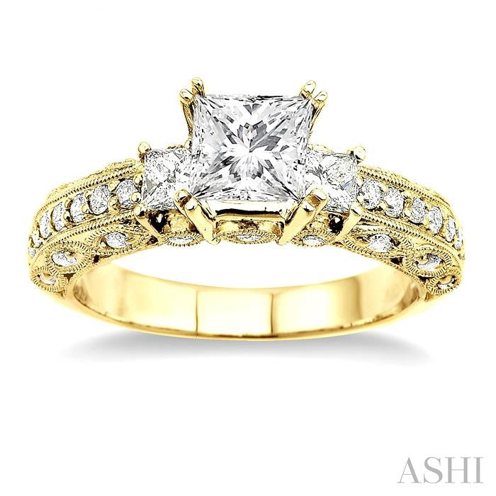 3/4 ctw Diamond Semi-Mount Engagement Ring in 14K Yellow Gold