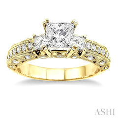 3/4 ctw Diamond Semi-Mount Engagement Ring in 14K Yellow Gold