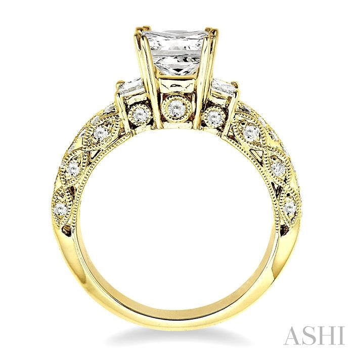 3/4 ctw Diamond Semi-Mount Engagement Ring in 14K Yellow Gold