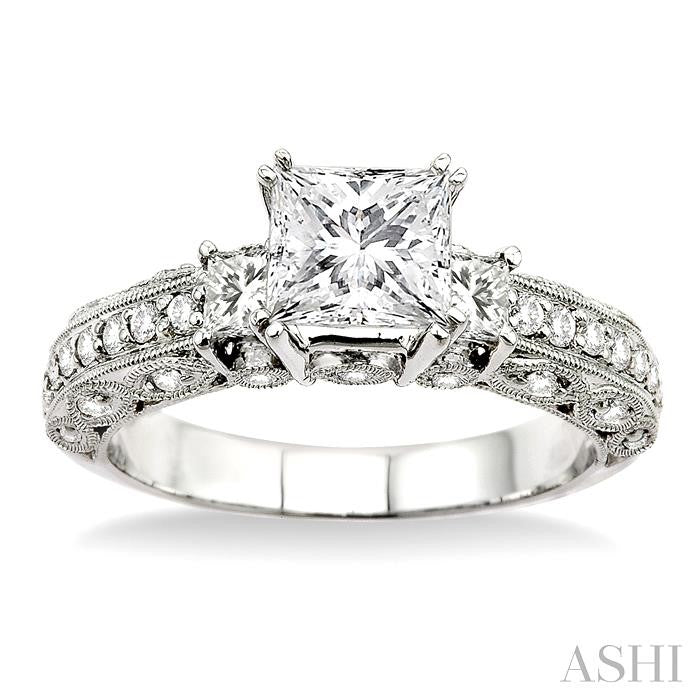 3/4 ctw Diamond Semi-Mount Engagement Ring in 14K White Gold