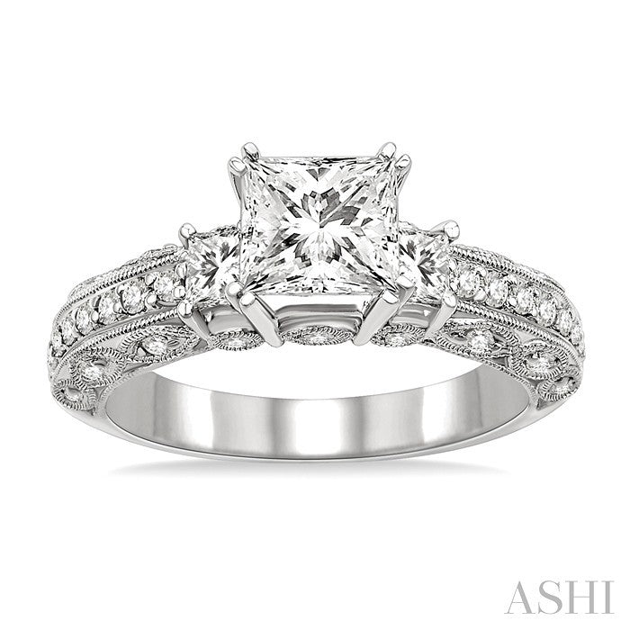 3/4 Ctw Diamond Semi-Mount Engagement Ring in 14K White Gold