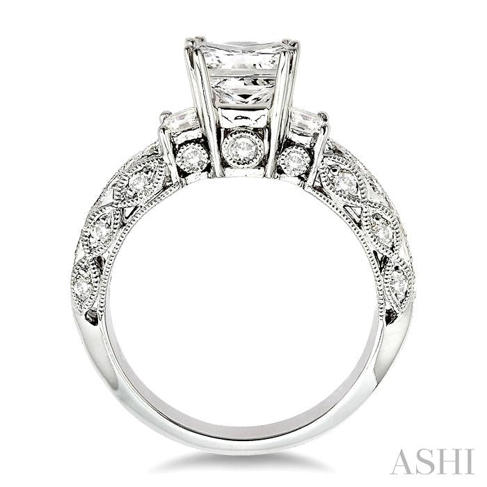3/4 ctw Diamond Semi-Mount Engagement Ring in 14K White Gold