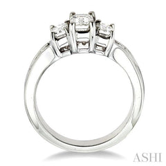 2 Ctw Nine Stone Emerald & Princess Cut Diamond Engagement Ring in 14K White Gold