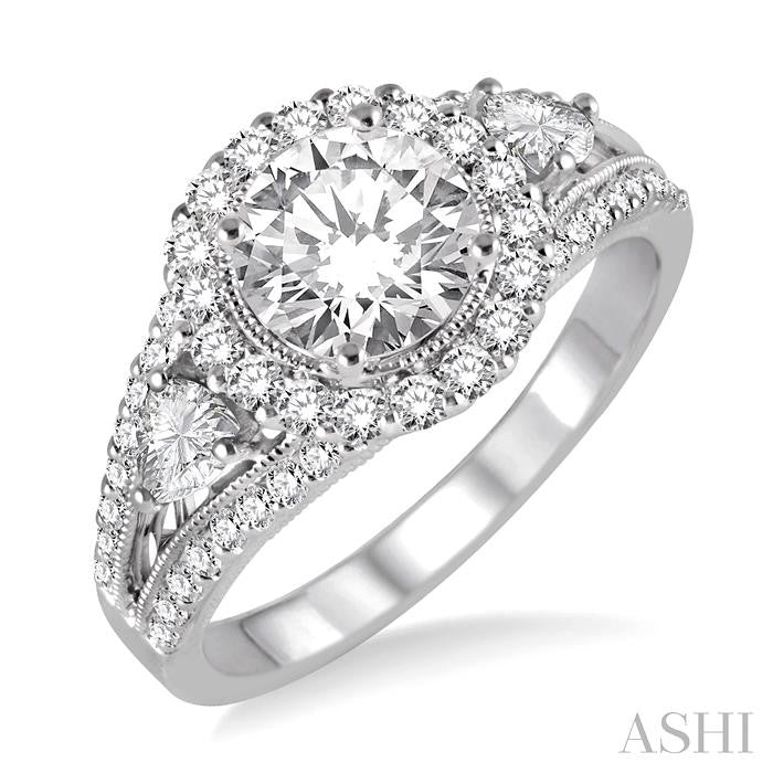 3/4 Ctw Diamond Semi-mount Engagement Ring in 14K White Gold