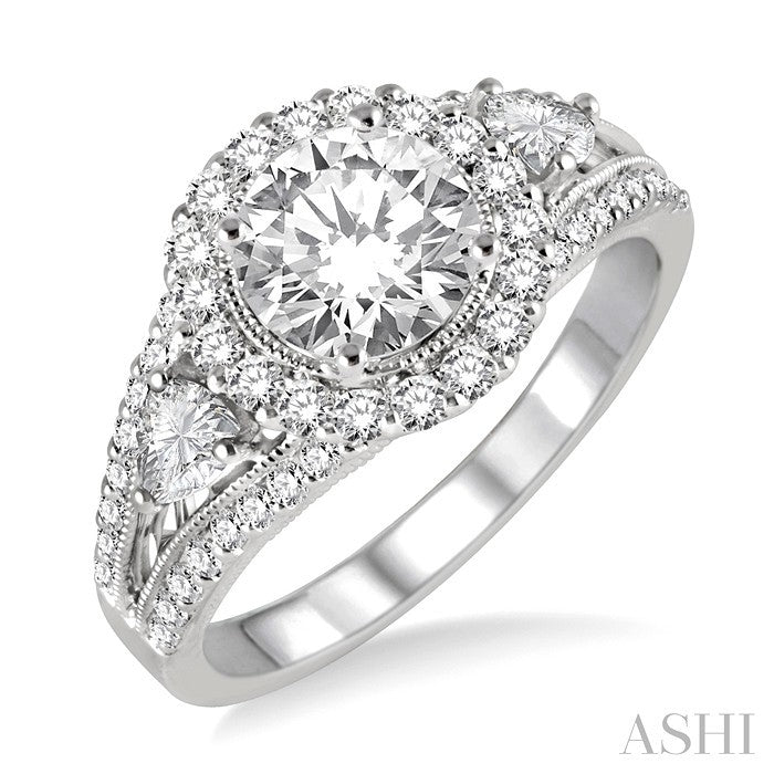3/4 Ctw Diamond Semi-Mount Engagement Ring in 14K White Gold