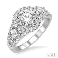 3/4 Ctw Diamond Semi-Mount Engagement Ring in 14K White Gold