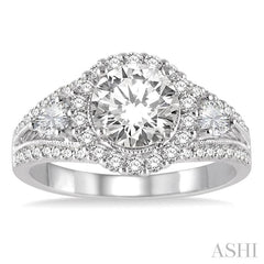 3/4 Ctw Diamond Semi-mount Engagement Ring in 14K White Gold