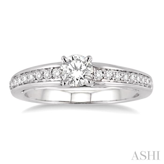 1/5 Ctw Round Cut Diamond Semi-Mount Engagement Ring in 14K White Gold
