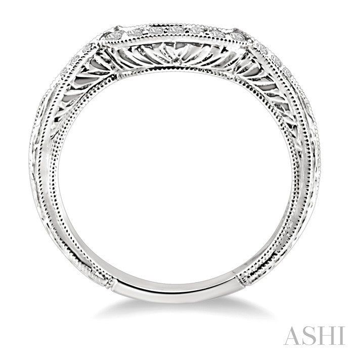 1/10 Ctw Round Cut Diamond Matching Wedding Band in 14K White Gold