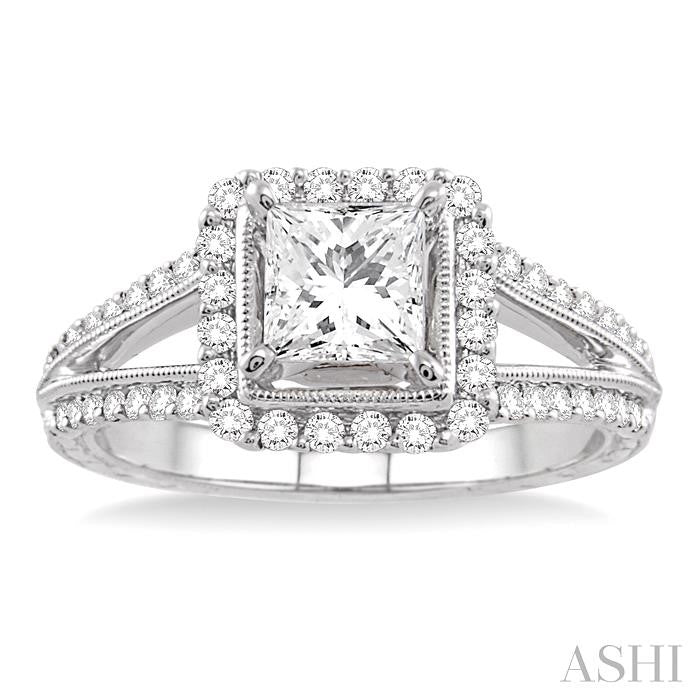 1/2 Ctw Diamond Semi-Mount Engagement Ring in 14K White Gold