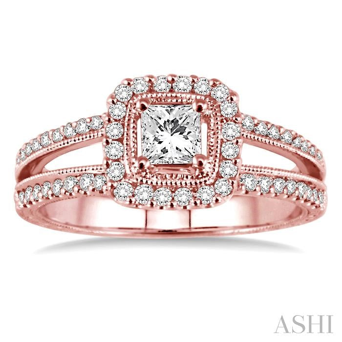 1/3 ctw Round Cut Diamond Semi-Mount Engagement Ring in 14K Rose Gold