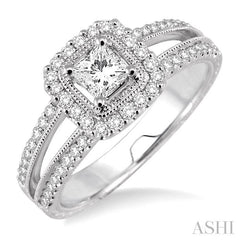 1/3 Ctw Round Cut Diamond Semi-Mount Engagement Ring in 14K White Gold