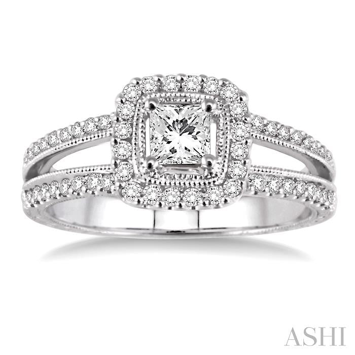 1/3 ctw Round Cut Diamond Semi-Mount Engagement Ring in 14K White Gold