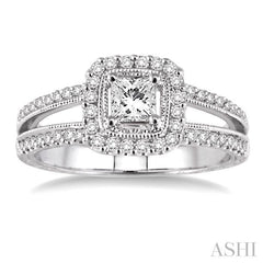 1/3 ctw Round Cut Diamond Semi-Mount Engagement Ring in 14K White Gold
