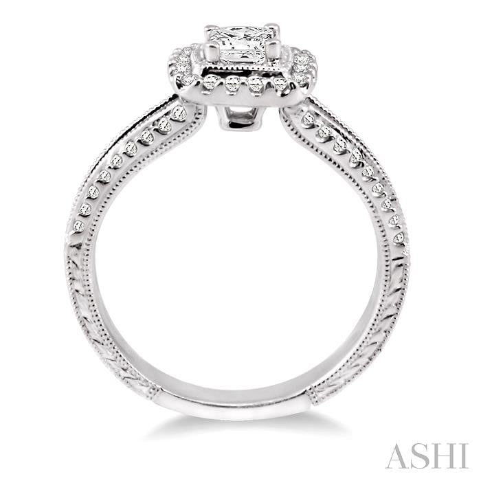1/3 Ctw Round Cut Diamond Semi-Mount Engagement Ring in 14K White Gold