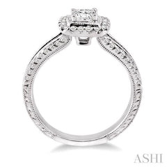 1/3 Ctw Round Cut Diamond Semi-Mount Engagement Ring in 14K White Gold