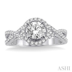 1 Ctw Diamond Engagement Ring with 5/8 Ct Round Cut Center Stone in 14K White Gold