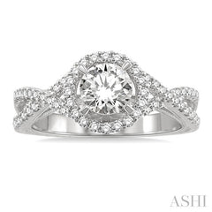 1/3 Ctw Round Cut Diamond Semi-Mount Engagement Ring in 14K White Gold