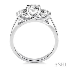 1 1/2 Ctw Diamond Engagement Ring with 1/2 Ct Round Cut Center Stone in 14K White Gold