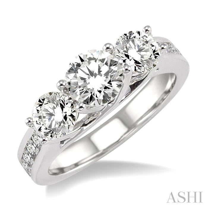 2 ctw Diamond Engagement Ring with 3/4 ct Round Cut Center Stone in 14K White Gold