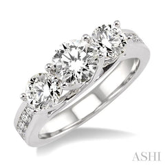2 ctw Diamond Engagement Ring with 3/4 ct Round Cut Center Stone in 14K White Gold