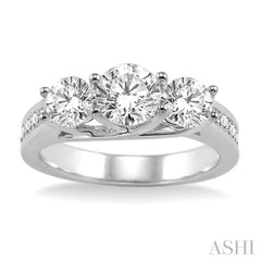 2 ctw Diamond Engagement Ring with 3/4 ct Round Cut Center Stone in 14K White Gold
