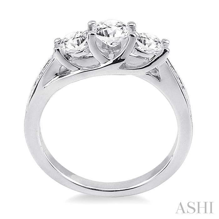 1 ctw Diamond Engagement Ring with 3/8 ct Round Cut Center Stone in 14K White Gold