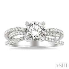 1 1/4 Ctw Diamond Engagement Ring with 7/8 Ct Round Cut Center Stone in 14K White Gold