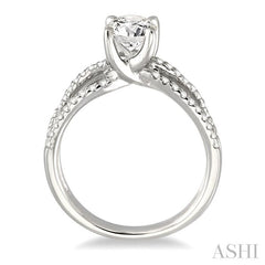 1 1/4 Ctw Diamond Engagement Ring with 7/8 Ct Round Cut Center Stone in 14K White Gold