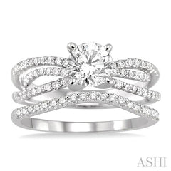 1 1/2 Ctw Diamond Wedding Set with 1 1/4 Ctw Round Cut Engagement Ring and 1/5 Ctw Wedding Band in 14K White Gold