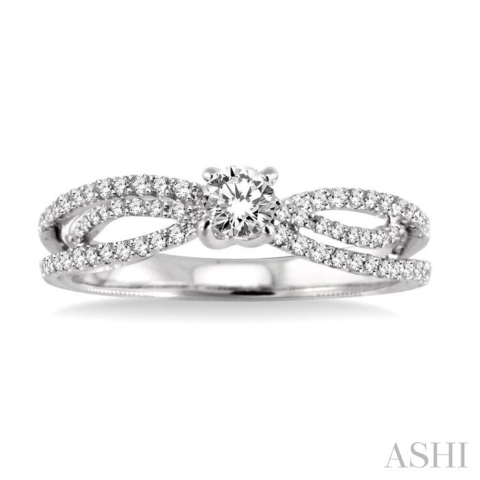 1/3 ctw Round Cut Diamond Semi-Mount Engagement Ring in 14K White Gold