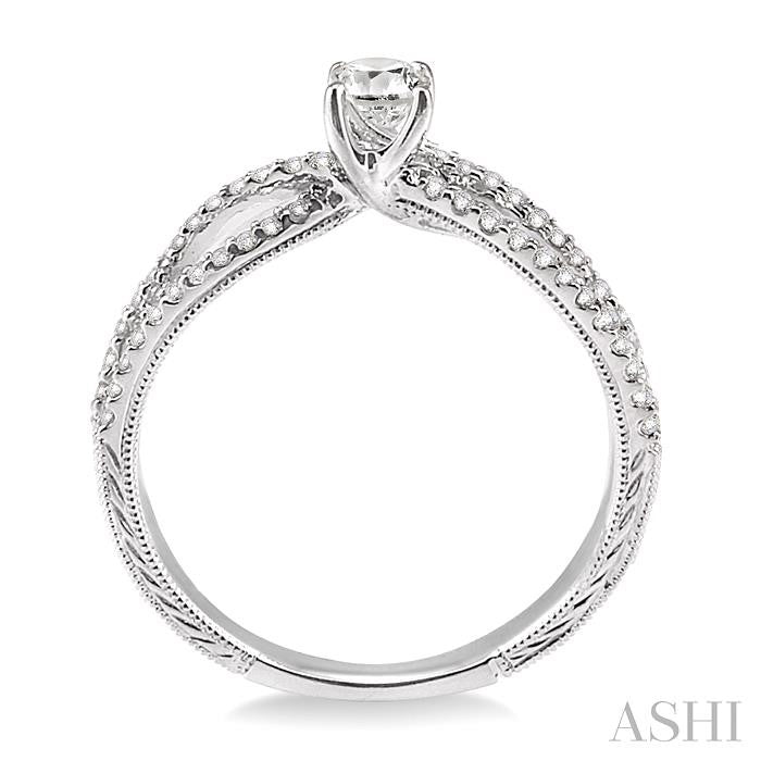 1/3 ctw Round Cut Diamond Semi-Mount Engagement Ring in 14K White Gold