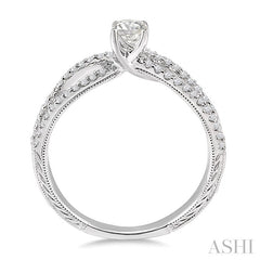 1/3 Ctw Round Cut Diamond Semi-Mount Engagement Ring in 14K White Gold