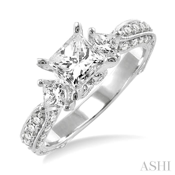 3/4 Ctw Diamond Semi-Mount Engagement Ring in 14K White Gold