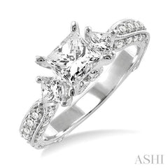 3/4 Ctw Diamond Semi-Mount Engagement Ring in 14K White Gold