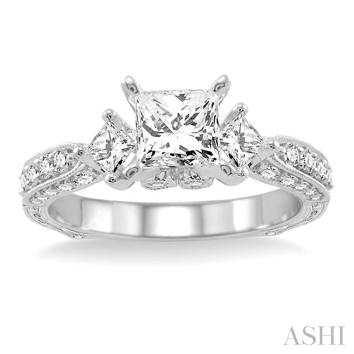 3/4 ctw Diamond Semi-Mount Engagement Ring in 14K White Gold