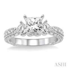 3/4 ctw Diamond Semi-Mount Engagement Ring in 14K White Gold