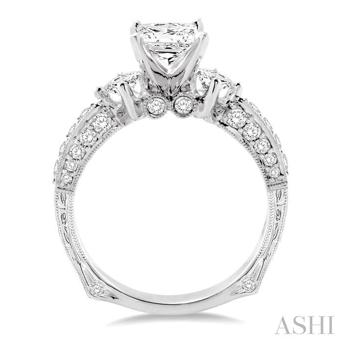 3/4 ctw Diamond Semi-Mount Engagement Ring in 14K White Gold