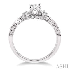 3/8 ctw Diamond Engagement Ring with 1/5 ct Princess Cut Center Stone in 14K White Gold