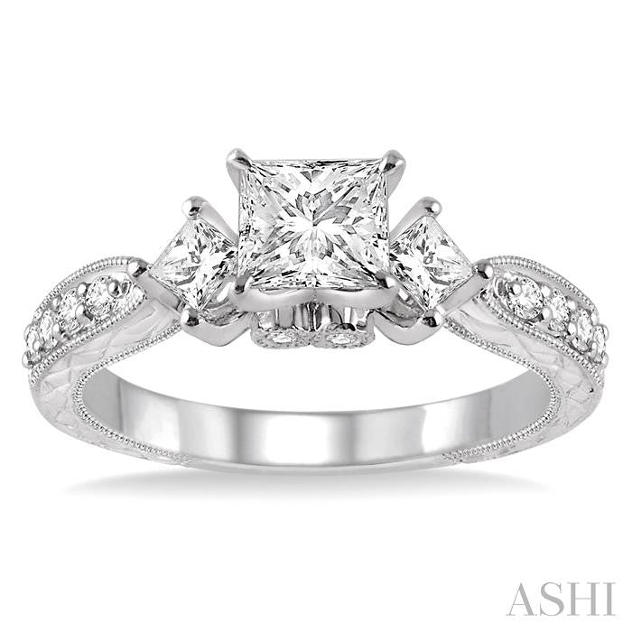 3/8 ctw Diamond Semi-mount Engagement Ring in 14K White Gold
