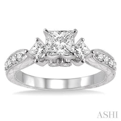 3/8 ctw Diamond Semi-mount Engagement Ring in 14K White Gold