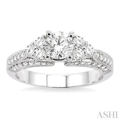 5/8 Ctw Diamond Semi-Mount Engagement Ring in 14K White Gold