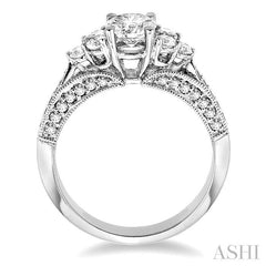 5/8 Ctw Diamond Semi-Mount Engagement Ring in 14K White Gold
